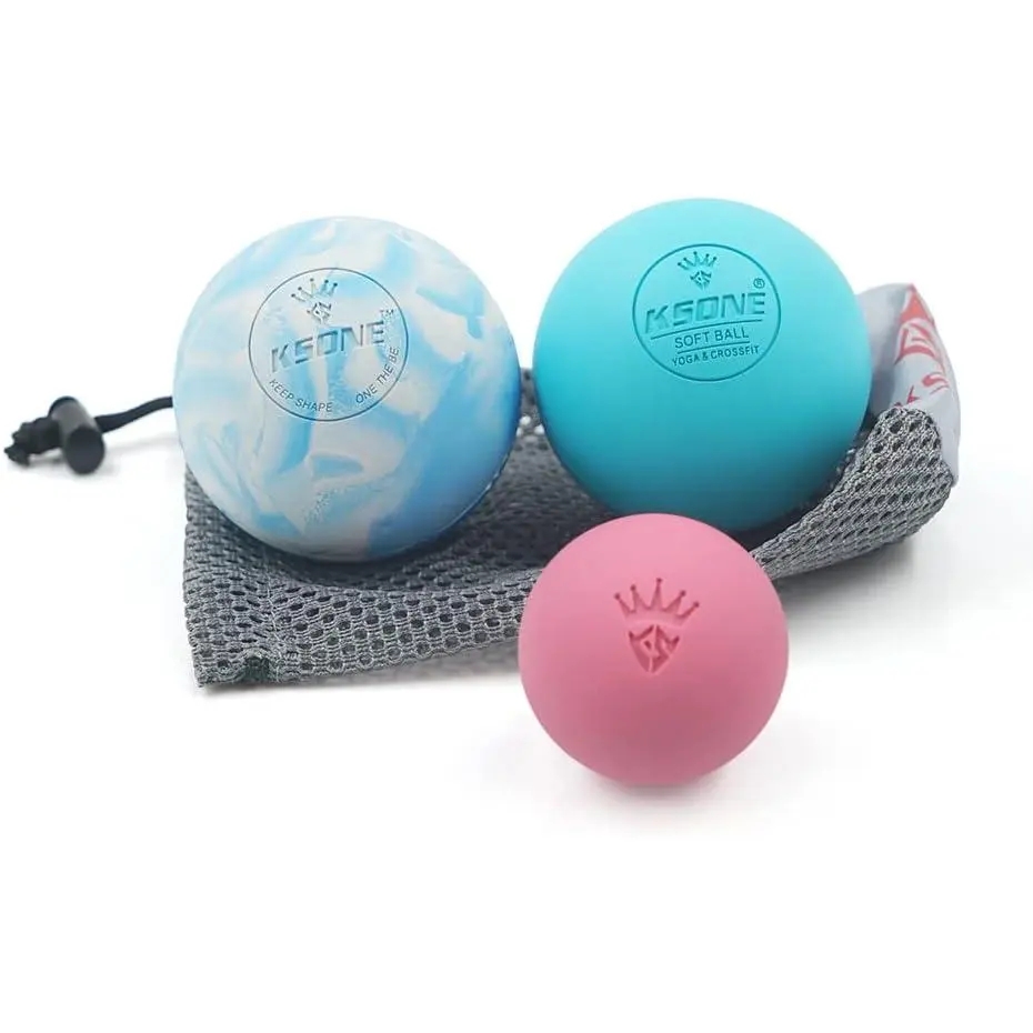 Massage Lacrosse Balls -Massage Balls for Myofacial Release&Trigger Point Therapy-Set of 2-Hard Lacrosse Massage Ball &Soft Massage Ball with one mini Ball