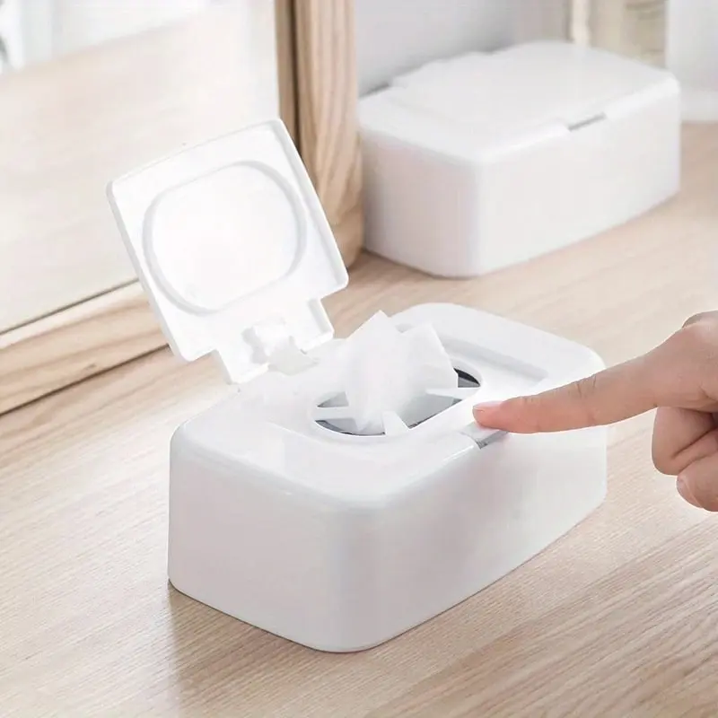Portable Square Plastic Wet Wipe Box with Lid, Convenient Napkin Holder for Car Home Office Desk, Compact Storage Organizer