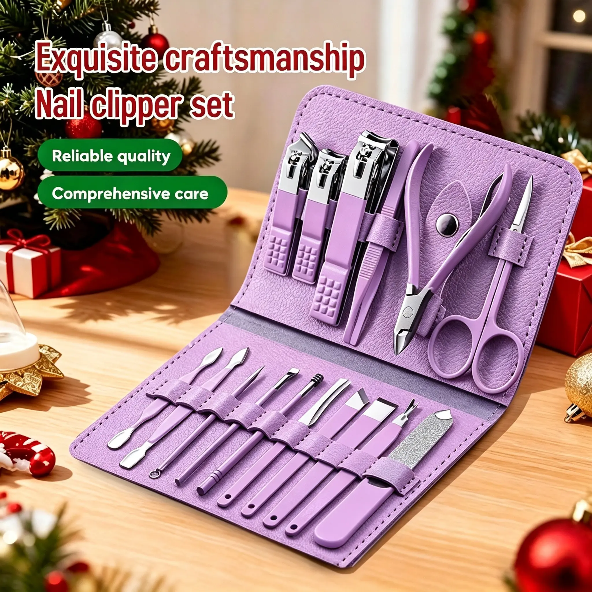 16-Piece Stainless Steel Manicure Kit, Includes Nail Clippers, Brow Trimmer, Pimple Tool, Ear Spoon, Pedicure Tools, Professional Travel Beauty Set, Nail Care Product, Nail Cutter, Nail Salon Set