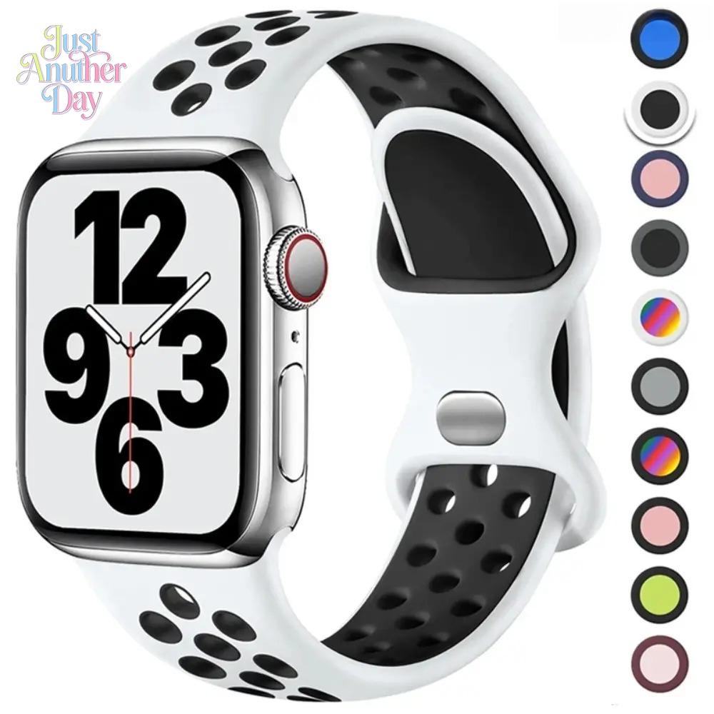 Breathable Sport Silicone Watch Band for Apple Watch – Soft Strap 38–49mm (Series 3–Ultra, SE)