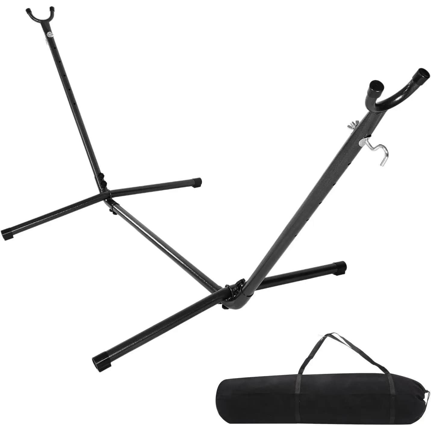 9 FT Hammock Stand Only, Heavy Duty Adjustable Indoor Outdoor Space Saving Steel Stand with Carrying Case, Universal Hammock Stand with 450 Pounds Capacity for Garden (Black)