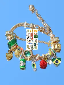 Brazil Tourism Memorial Bracelet, Brazil Football Memorabilia Bracelet, DIY Beer Festival Music Festival Bracelet, Unique Souvenir Jewelry