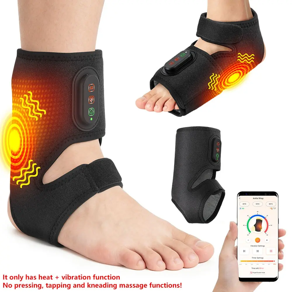Electric Foot Ankle Massager with APP Control, 3 Heat Levels, 3 Vibration Mode, Smart Timer, Universal for Left and Right Feet, Relaxing Foot Massage Device for Women & Men