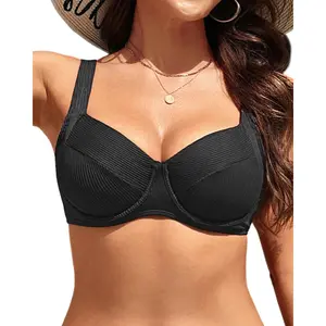 Aqua Eve Women Underwire Bikini Top - Push Up Swim Top Only Ribbed Bra Swimsuit Tops Bathing Suit Tops  SwimWeek  summervibes