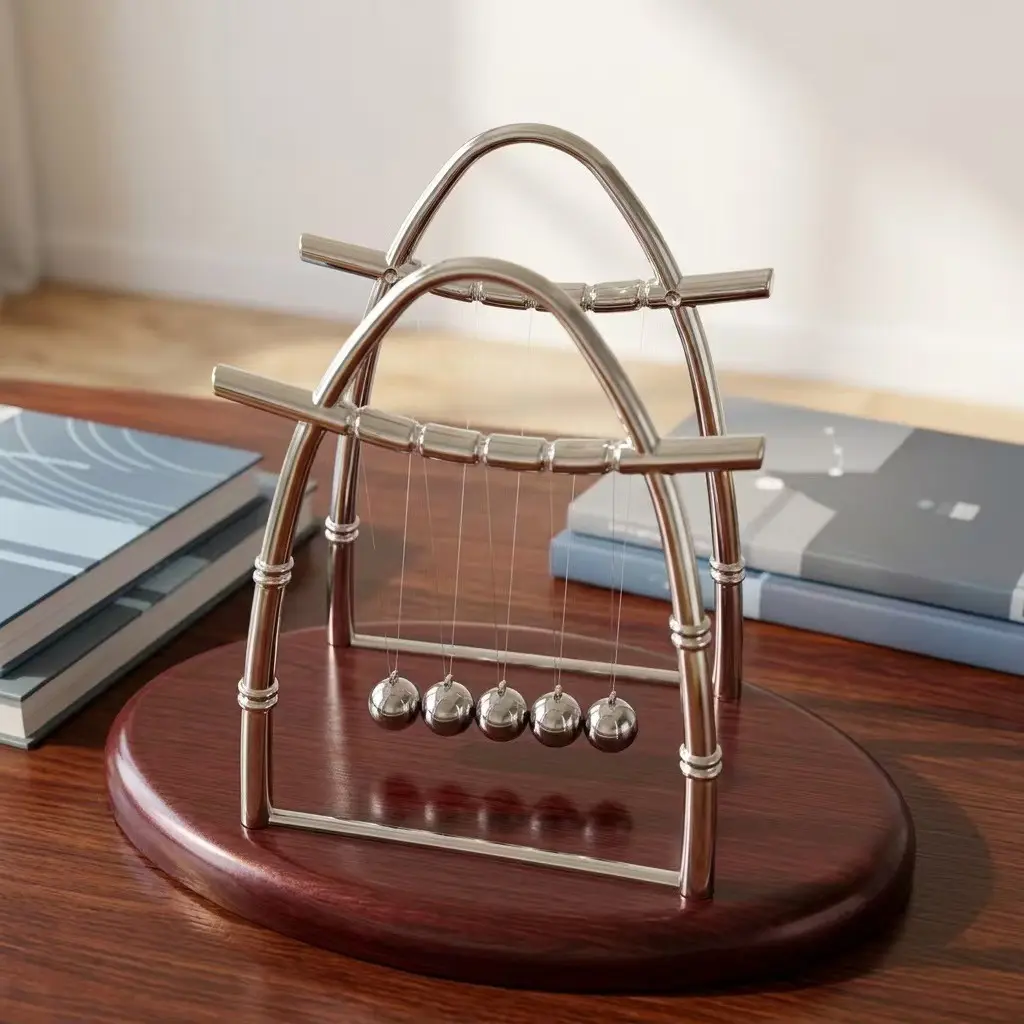 Newton Pendulum Ball Balance Clock, Home and Office Decor, Battery-Free Educational Kinetic Demonstration, Perfect for Learning and Display