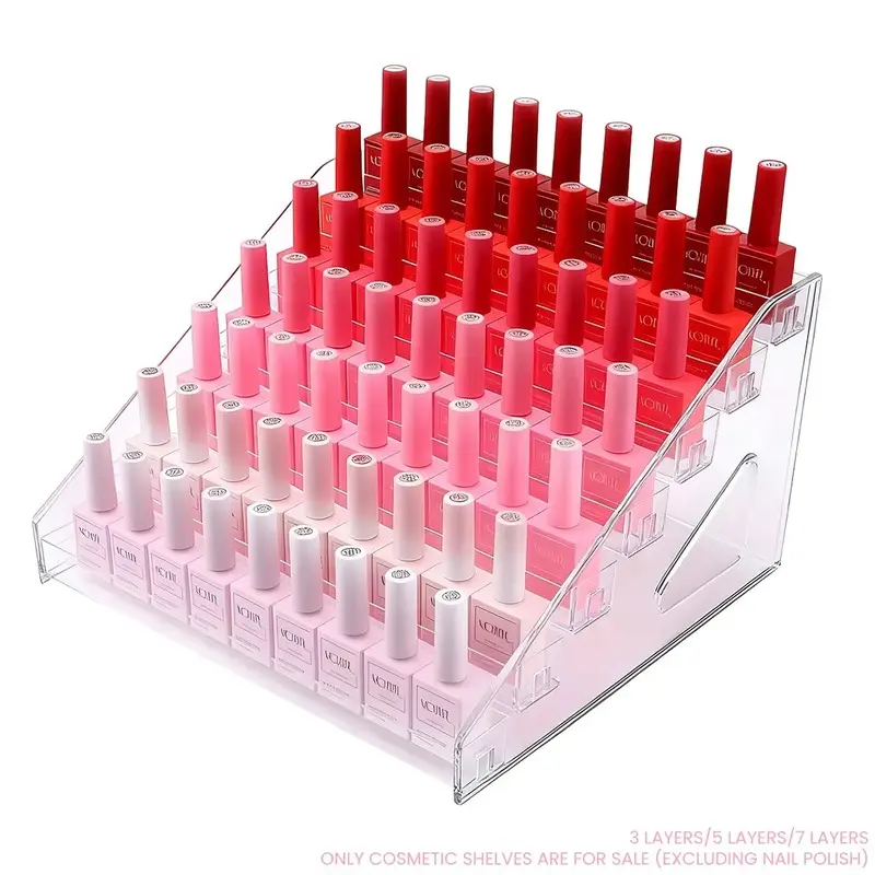 Acrylic Nail Polish Organizer Storage Rack Holds Up To 96 Bottles, Multi-Layer Display Shelf Fits 1-2oz Bottles, Multipurpose Holder for Cosmetics, Skincare, Sunglasses, Makeup Cosmetic Storage