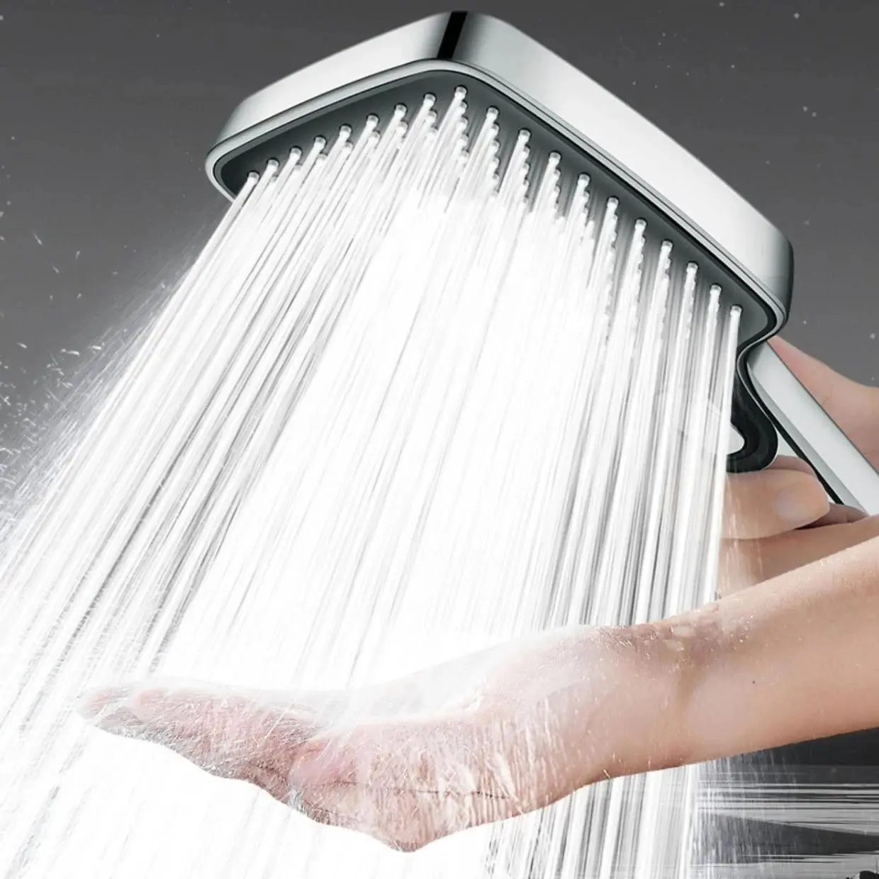 High Pressure Large Flow Shower Head Black 4 Modes Square Water Saving Spray Nozzle Massage Rainfall Shower Bathroom Accessories