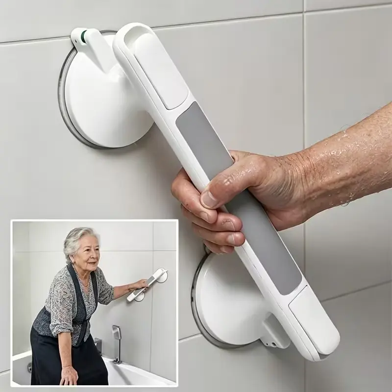 Home Elderly Handrail, Safety, Handle, Stability, No Drilling, Non-Slip Suction Cup, Reusable, Suitable for Tile, Glass, Hard Plastic Surfaces, Bathroom, Kitchen, Living Room