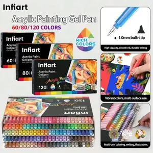 Infiart Acrylic Neutral Pen Set, 60/80/120 Pieces, Colorful Gel Pens, 1mm Tip, Large Ink Capacity, Ideal for Diaries, Cards, DIY Crafts