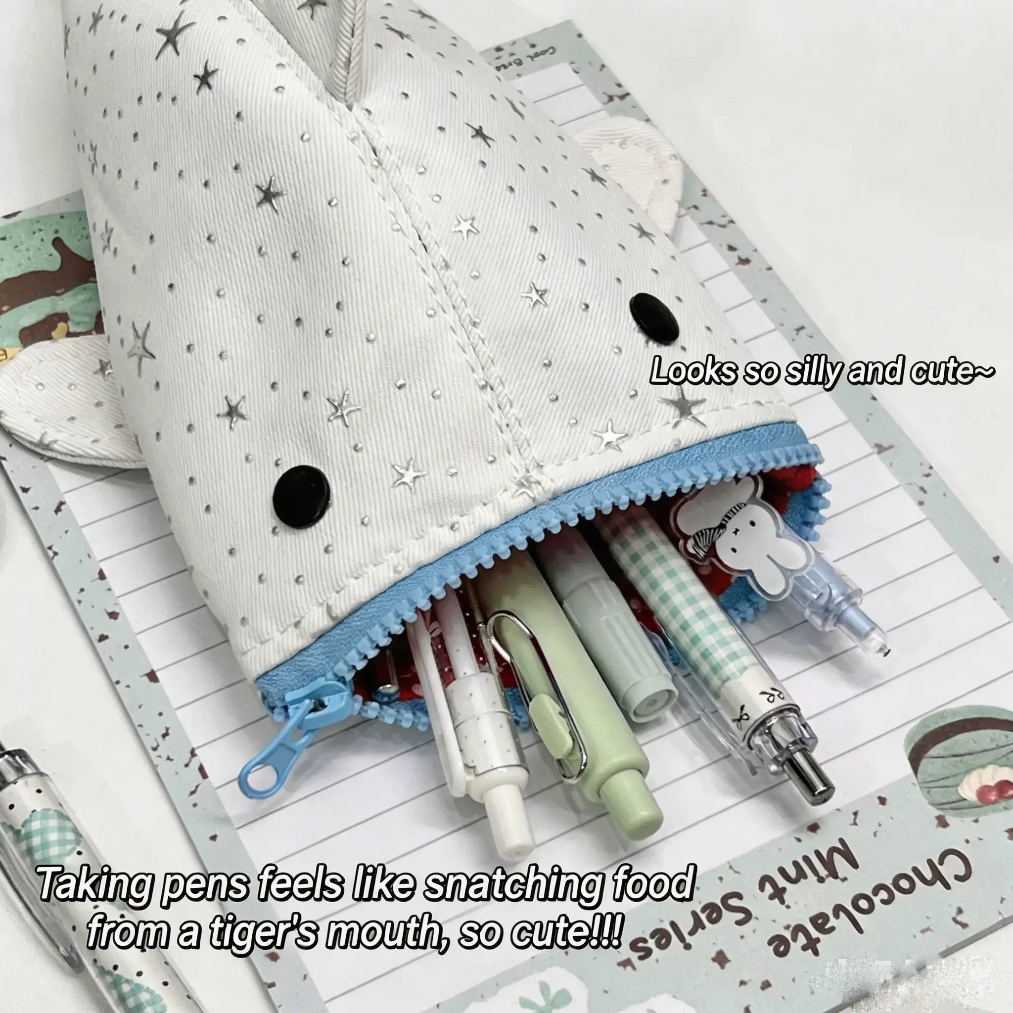 New Star Shark Pen Bag, Cute and Creative Portable Student Large Capacity Stationery Organizer, Style School Supplies Case