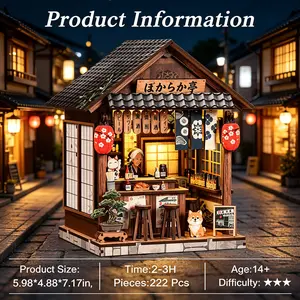 DIY Japanese Izakaya 3D Model Kit, Handmade Miniature Scene House, Creative Stress Relief Decor, Perfect Gift Idea