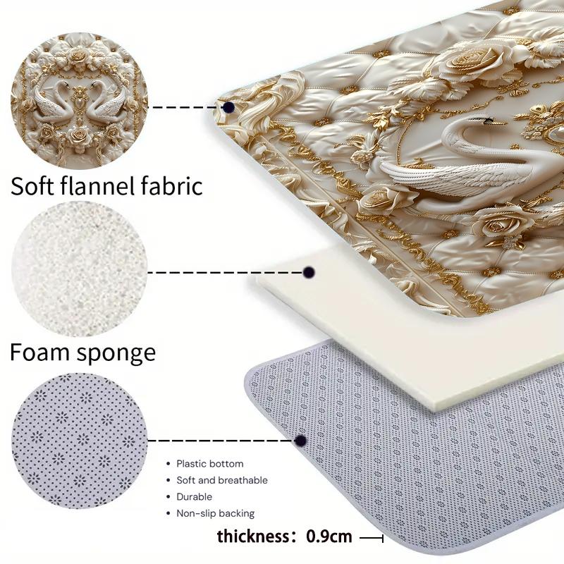 Swan Embossed Shower Curtain Set, 1 Count Waterproof Shower Curtain/4 Counts Set Including Waterproof Shower Curtain, Non-slip Floor Mat, Toilet Seat Cover & Bathroom Mat with 12 Hooks, Showercurtain, Bathroom Decoration Accessories