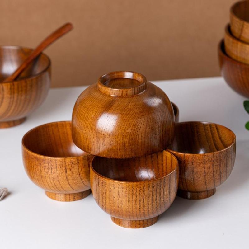 Wooden Bowl, Salad Serving Bowls, Household Tableware Set for Home Kitchen Dining Room, Kitchen Accessories