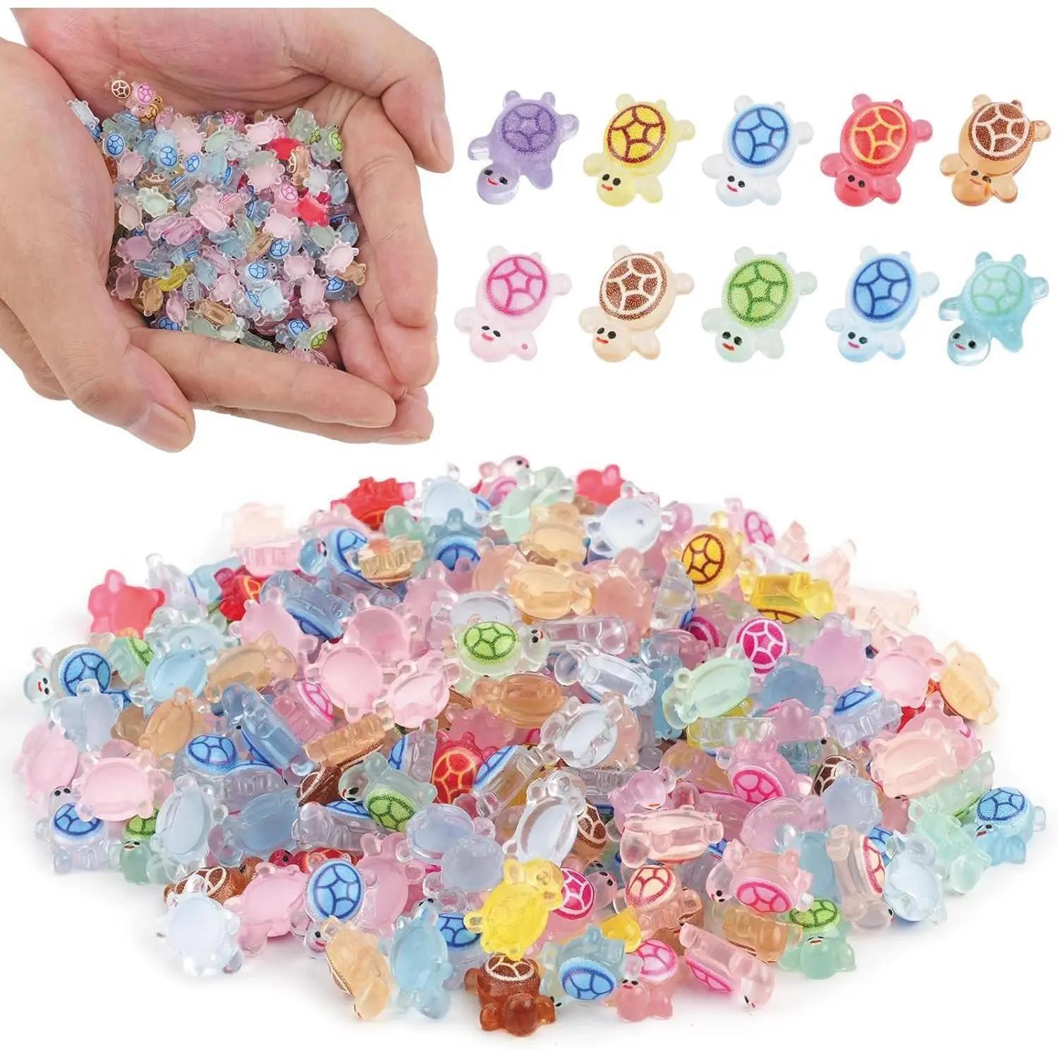 240-Count Cute Glow-in-the-Dark Plastic Sea Turtle Collectibles for Fairy Garden Decor, Color Mixing Crafts, Adults’ Anniversary Gifts