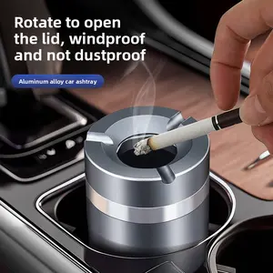 Car-Mounted Ashtray with Lid - Anti-Fall Aluminum Alloy Functional Item for Car Use, Ash Disposal, Home Use