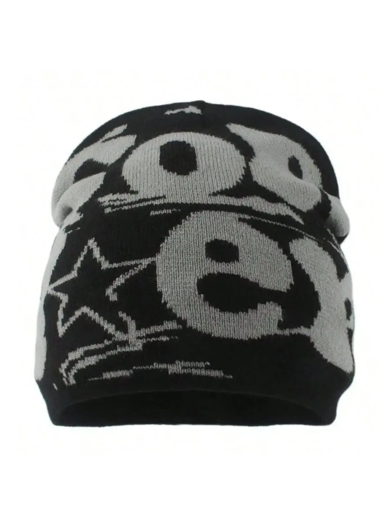 1-2PCS Unisex Fashion Letter Print Knit Beanie, Double-Sided Jacquard Pom Pom Hat, Y2K Style, Ideal for Daily Outfits, Suitable for Autumn & Winter