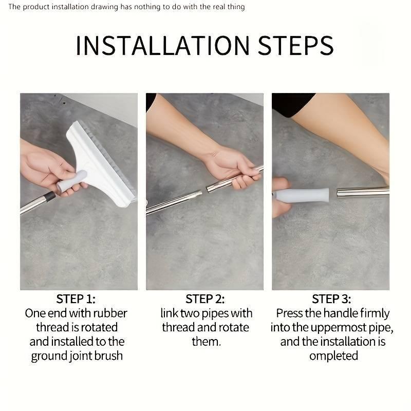 Long Handle Floor Scrub Brush, 1 Count 2 in 1 Floor Cleaning Brush & Scraper, 180 Degree Rotatable V Shaped Brush Head Cleaning Tool, Household Cleaning Supplies for Bathroom Kitchen Home