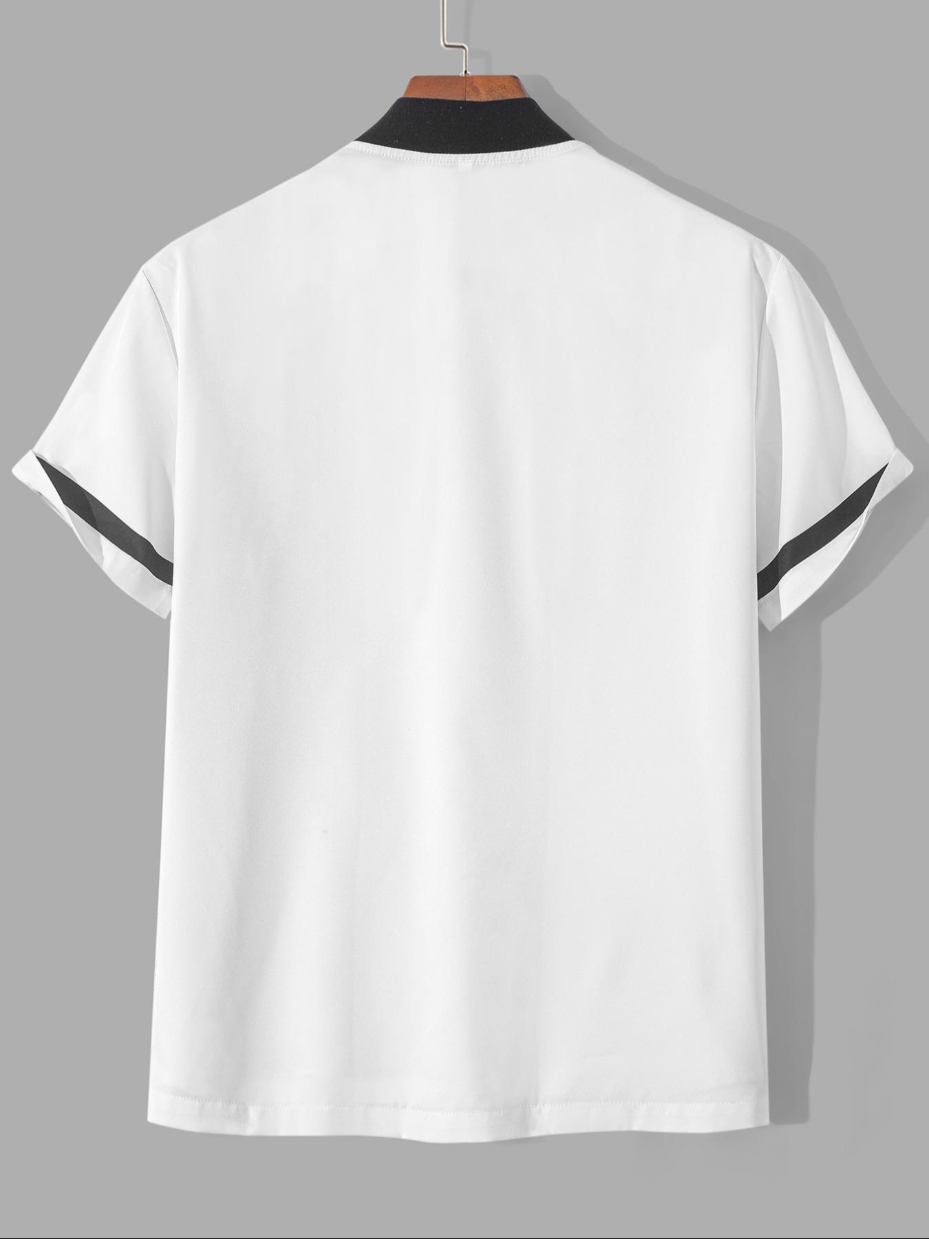 Men's Letter Print Baseball Collar Shirt, Regular Fit Casual Short Sleeve Top for Summer, Men's Clothes for Daily Wear, Menswear, Sports Top, Sportswear Clothing, Vintage Basketball Jersey