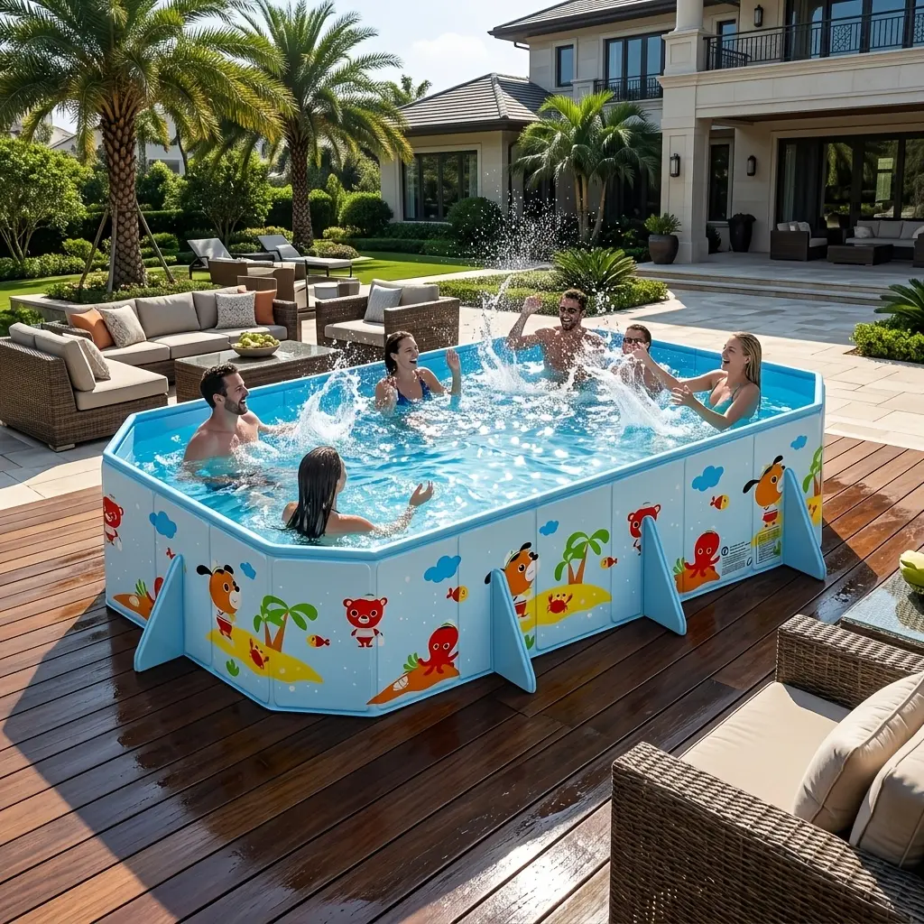 [Inflatable Swimming Pool] Heavy-Duty Frame-Style Inflatable Swimming Pool for Home Use, Suitable for Backyards, Outdoors, Gardens, Etc. Thickened for Durability, Leak-Proof And Puncture-Proof, Easy to Install, And Perfect for Summer Cooling, Swimming, Pa