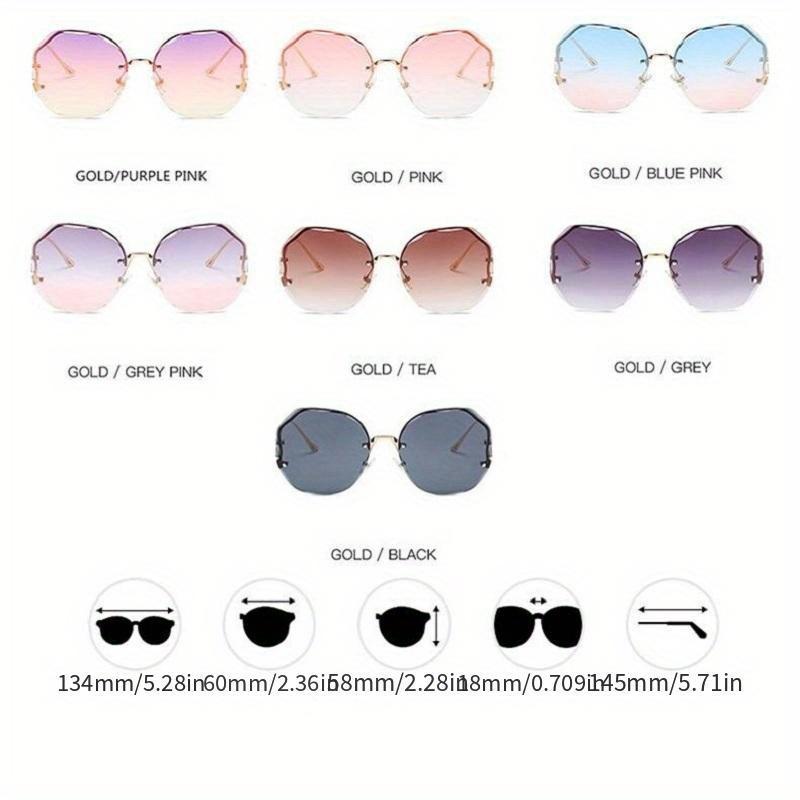 Frameless Gradient Glasses for Men and Women, Rose Gold Accent Lenses, Lightweight Modern Design, Durable Temples, Stylish Casual Eyewear with Protective Case unisex square frame glass Women's Oval Titanium Glasses lens men gradient lens rectangle