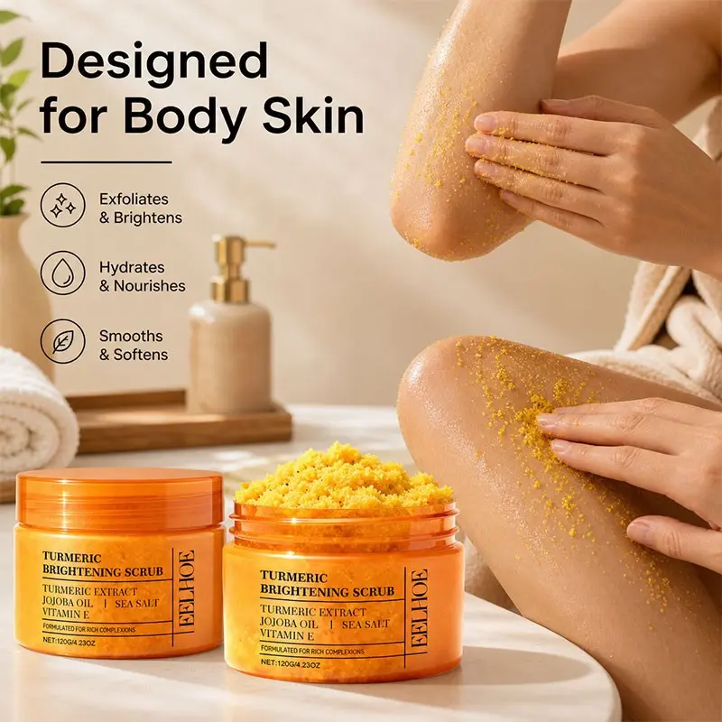 120g Turmeric Exfoliating Body Scrub, Moisturizing Smooth Skin, Deep Cleansing Body Care, Suitable for Dry Rough Skin, Refreshing Skincare Product