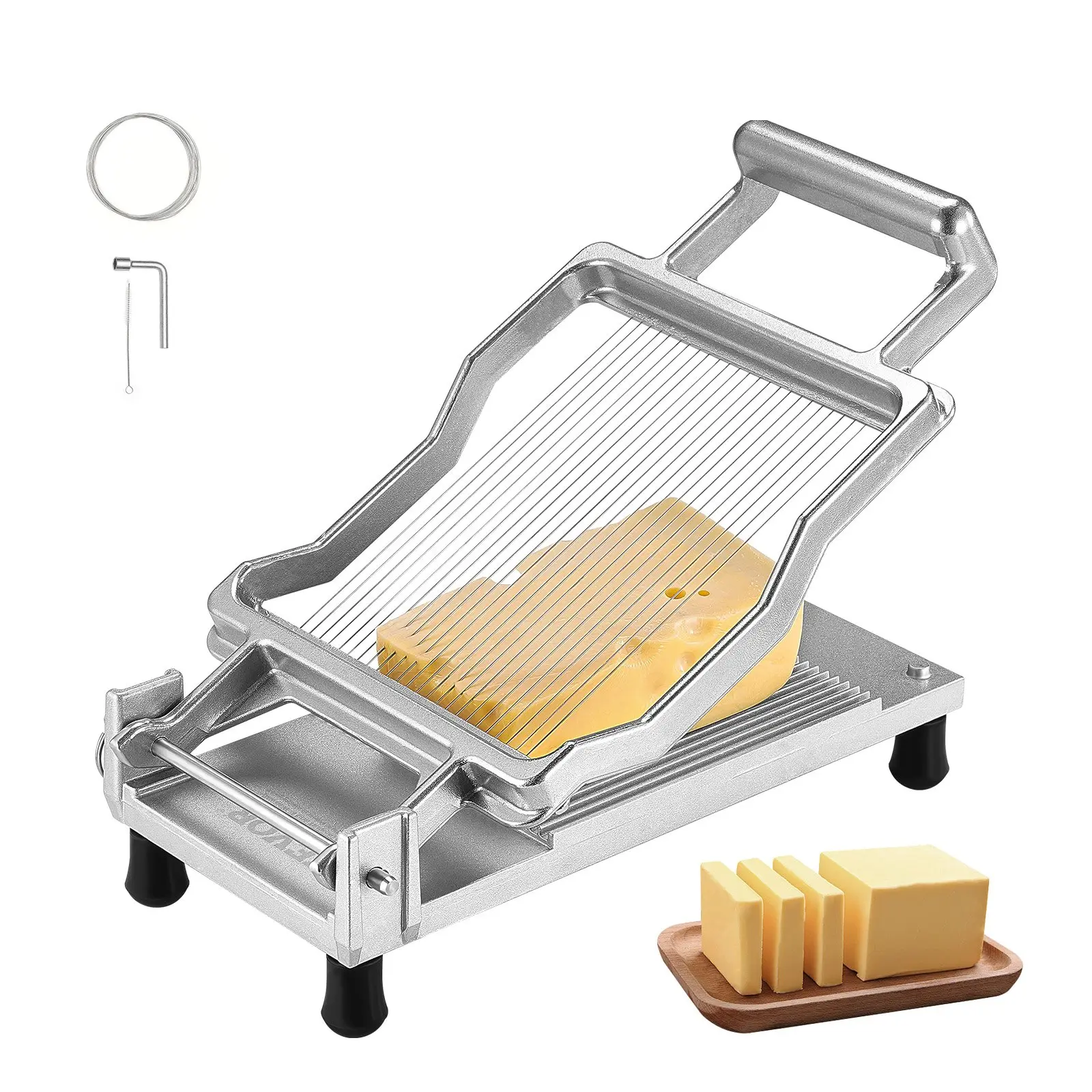 VEVOR Cheese Cutter with Wire, 0.2" Ultra-Thin Cheeser Butter Cutting Blade, Detachable Cheese Slicer Wire, Aluminum Alloy Commercial Cheese Slicer with 316 Stainless Steel Knife Wire, Kitchen Cooking