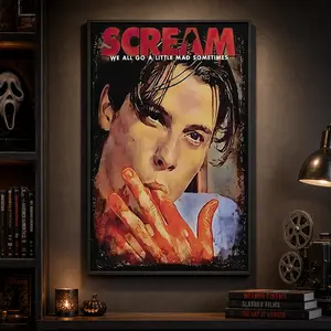 Billy Loomis Spooky Horror Film Scene Canvas Wall Art Print, Preppy Dark Aesthetic Poster, Living Room & Bedroom Decor, Home Decor Gift, Horror Movie Wall Art