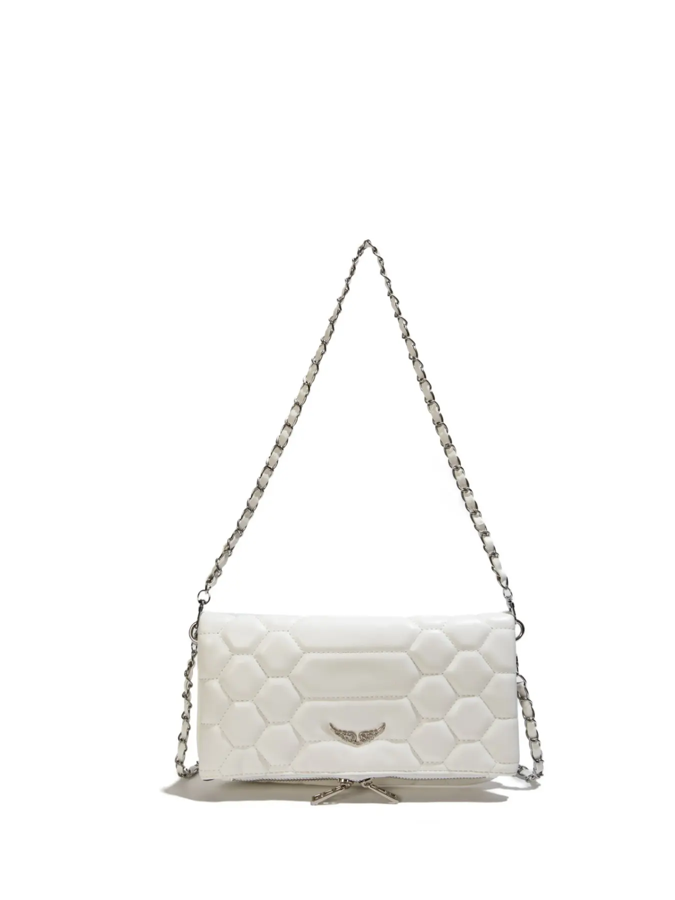 Women's Solid Color Hexagonal Quilted Artificial Leather Bag, Metal Chain Shoulder Strap, Elegant Daily Evening Crossbody Bag