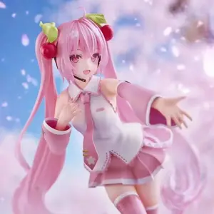 21CM  Anime Virtual singer Hatsune Miku pink sakura Fairy Tale Wonderland Kawaii Figure PVC Model Toys Doll Gifts