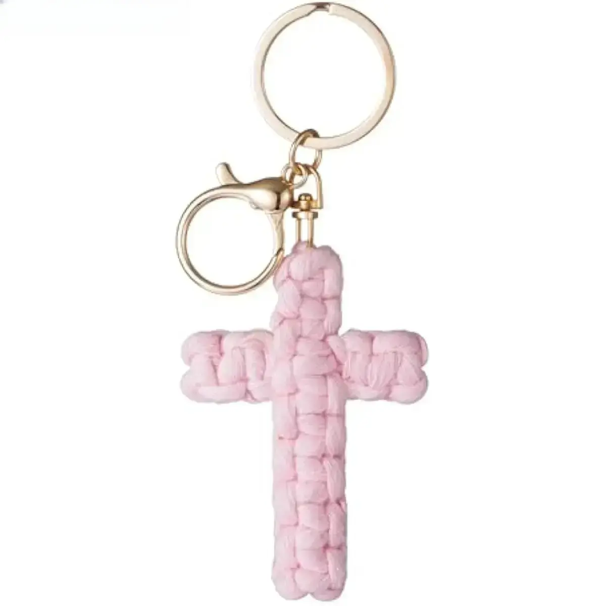 Handmade Crochet Cross Keychain - Boho Religious Charm, Christian Faith Car Accessory, Inspirational Baptism Gift for All Ages, Symbol of Love, Baptism Gift Ideas, Soft Crochet, Meaningful, Birthday, Unisex, Handmade For You, Gift For Confirm