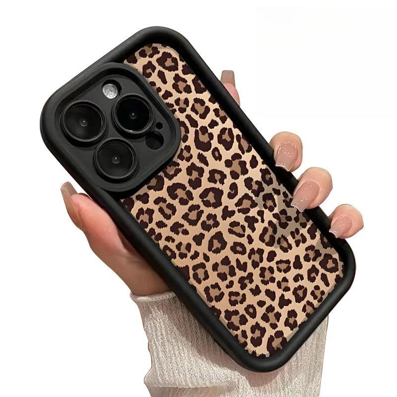Leopard Print Case for IPhone 17 Pro Max 16 Plus 15 14 13 12 11 Air E Shockproof Non Slip Military-Grade Protection Silicone Cover