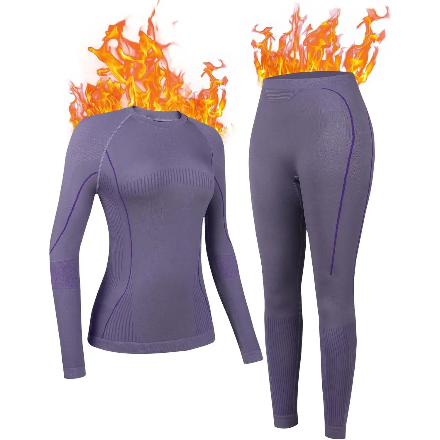 Seamless Thermal Underwear for Women Long Johns Thermal Suit Stretchy Ski Base Layer Set