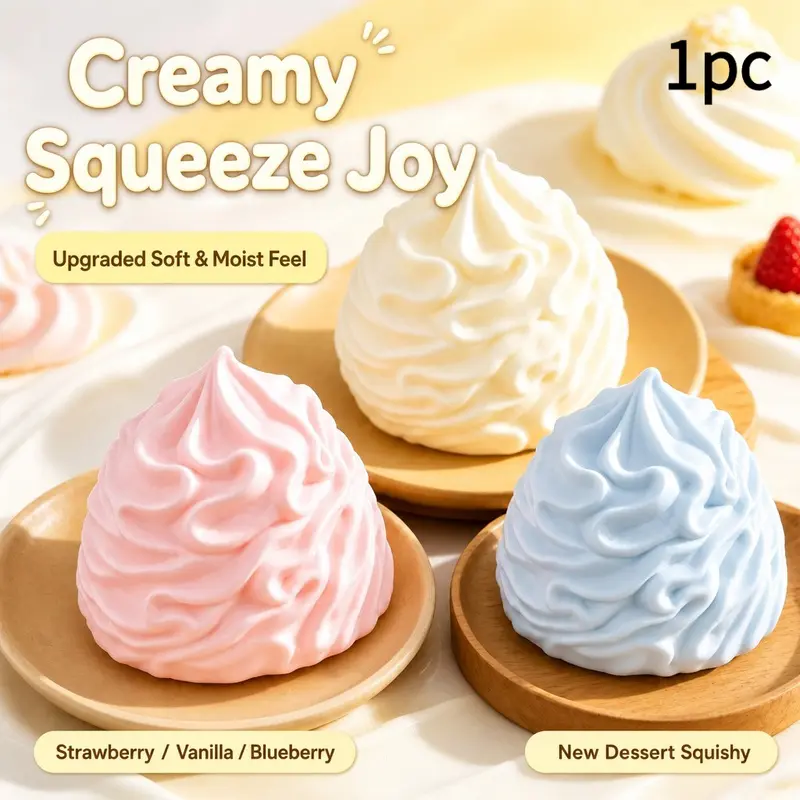 Cream-style stress-relief toy soft to the touch with a slow-rising effect; a sensory toy perfect for adults and children to squeeze and play with, making it a fun gift for relieving stress and relaxing the body and mind.
