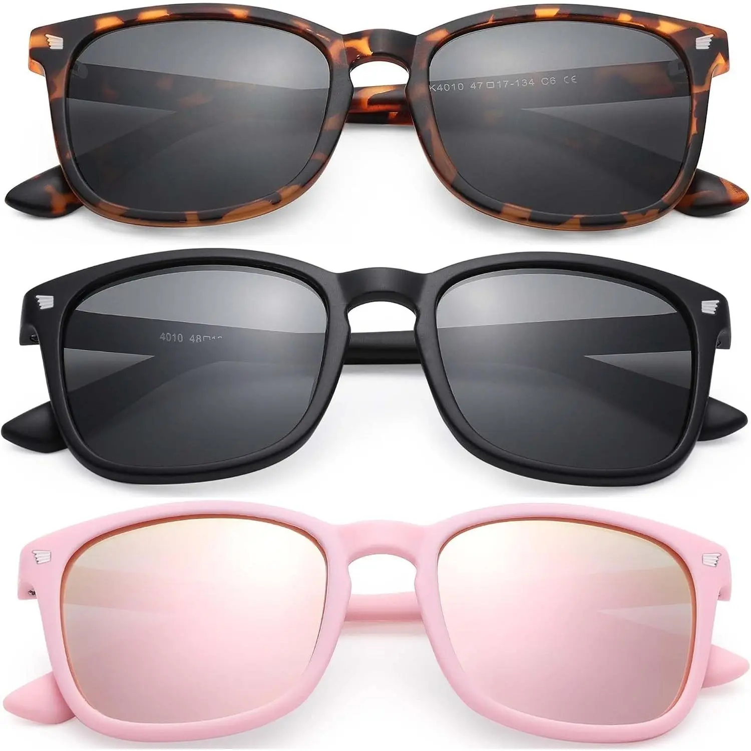 Polarized Kids Sunglasses UV400 for Toddler Boys Girls Ages 3-12, Square Youth Teen Design, Flexible TP90 Silicone Frame, TAC Polarized Lenses, 48mm, Beach Summer EssentialsGift