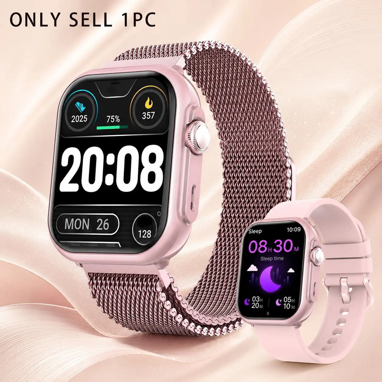 Fashion Fitness Smart Watch, 1.83 Inch HD Touch Screen, Bluetooth-compatible Calling, IP68 Waterproof, 110+ Sports Modes, Sleep & Heart Rate Monitoring