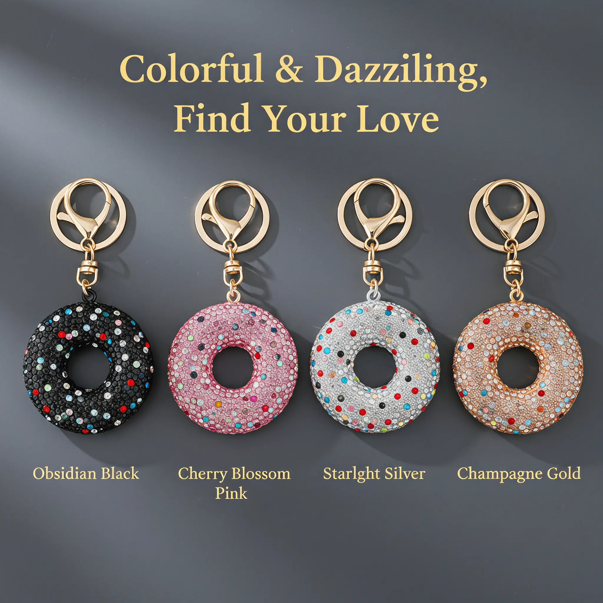 Pottery clay full diamond donut keychain car bag keychain