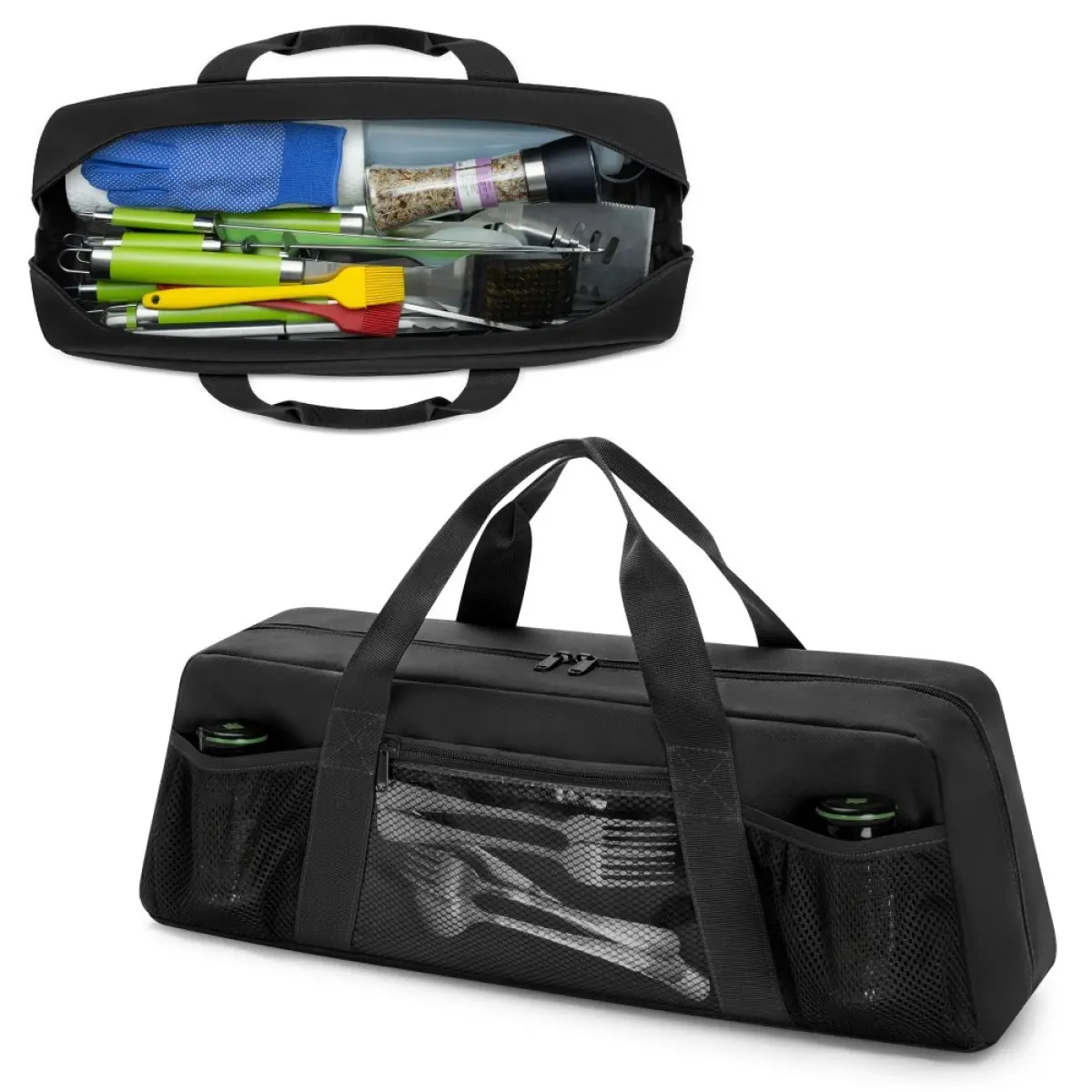 AobtkelLarge Grill Utensil Storage Caddy with Pockets On-Site