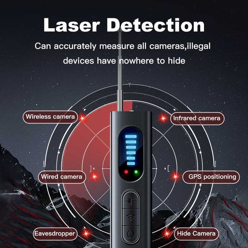 Hidden Camera Detector, Hidden Camera Detector with LED Light, GPS Tracker Detector with 5 Sensitivity Levels, Suitable for Office, Hotel, Travel