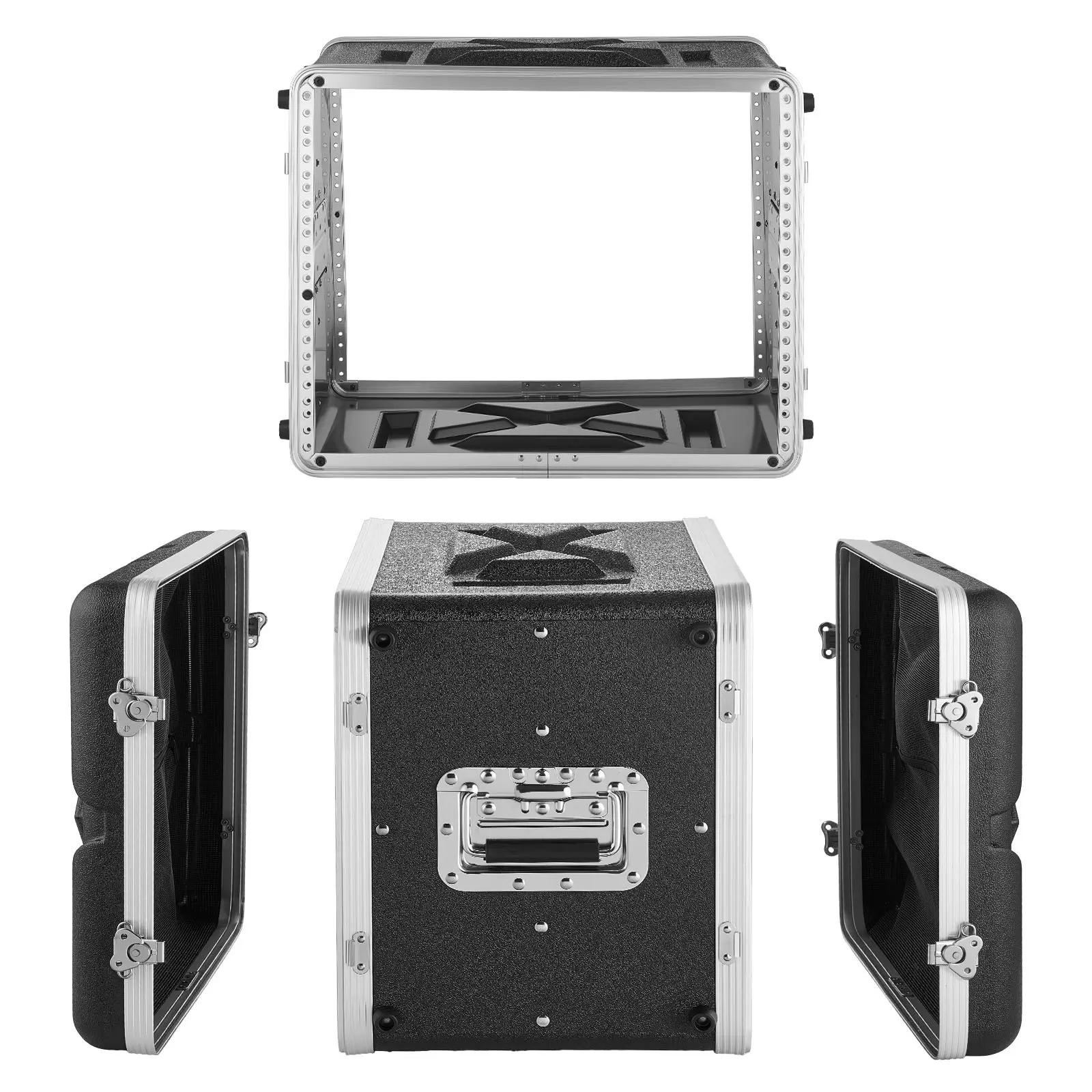 VEVOR 8U Shallow Rack Server Cabinet, 14" Depth, ABS Plastic Build, Recessed Twist Latches, Detachable Front & Back Covers, 11.4" Internal Depth, Easy Installation for Amplifiers, Detachable Covers