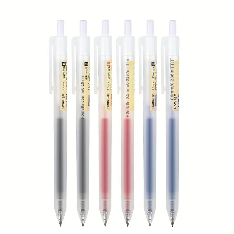 10Pcs Retractable Gel Pen Set Black/Red/Blue 0.5mm Writing Refill Office Stationery Student Learning Supplies