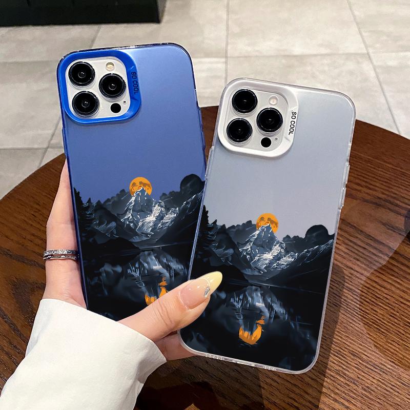 Phone Case for iPhone 16 Pro Max 15 Plus 16E 14 13 12 11 XR XS Mountain View Sunset Pattern Anti-Scratch Shockproof Pocket-Friendly durable Cover