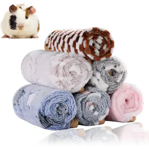 Guinea Pig Fleece Blankets 6 Pieces Waterproof & Washable Small Animal Cage Liners Sleep Mat Bedding Pad for Hamster Chinchilla Rabbit Hedgehog (S-7.9 x 7.9 Inch)