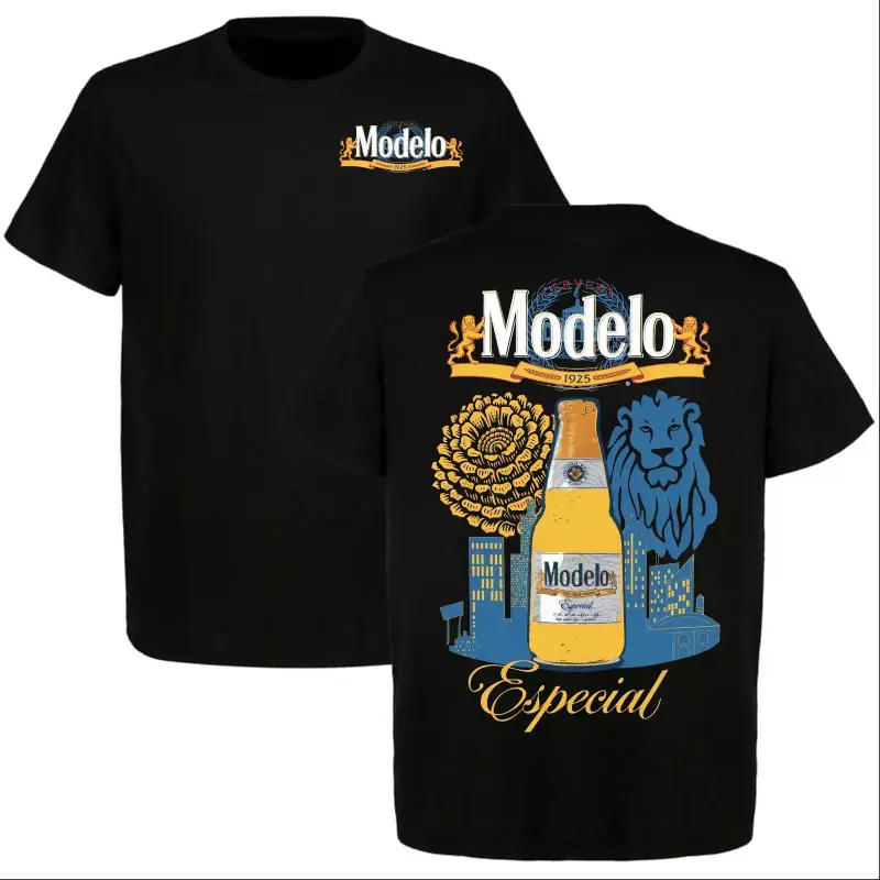 [🦁🌻Graphic Tee]Modelo Especial Beer Vintage Graphic Tee🦁🌻| Retro Lion & Sunflower Logo T-Shirt, Casual Summer Streetwear Shirt, Relaxed Fit Cotton Tee, Beer Lover Gift, Modelo Inspired Bar & Party Outfit, Unisex Short Sleeve Top