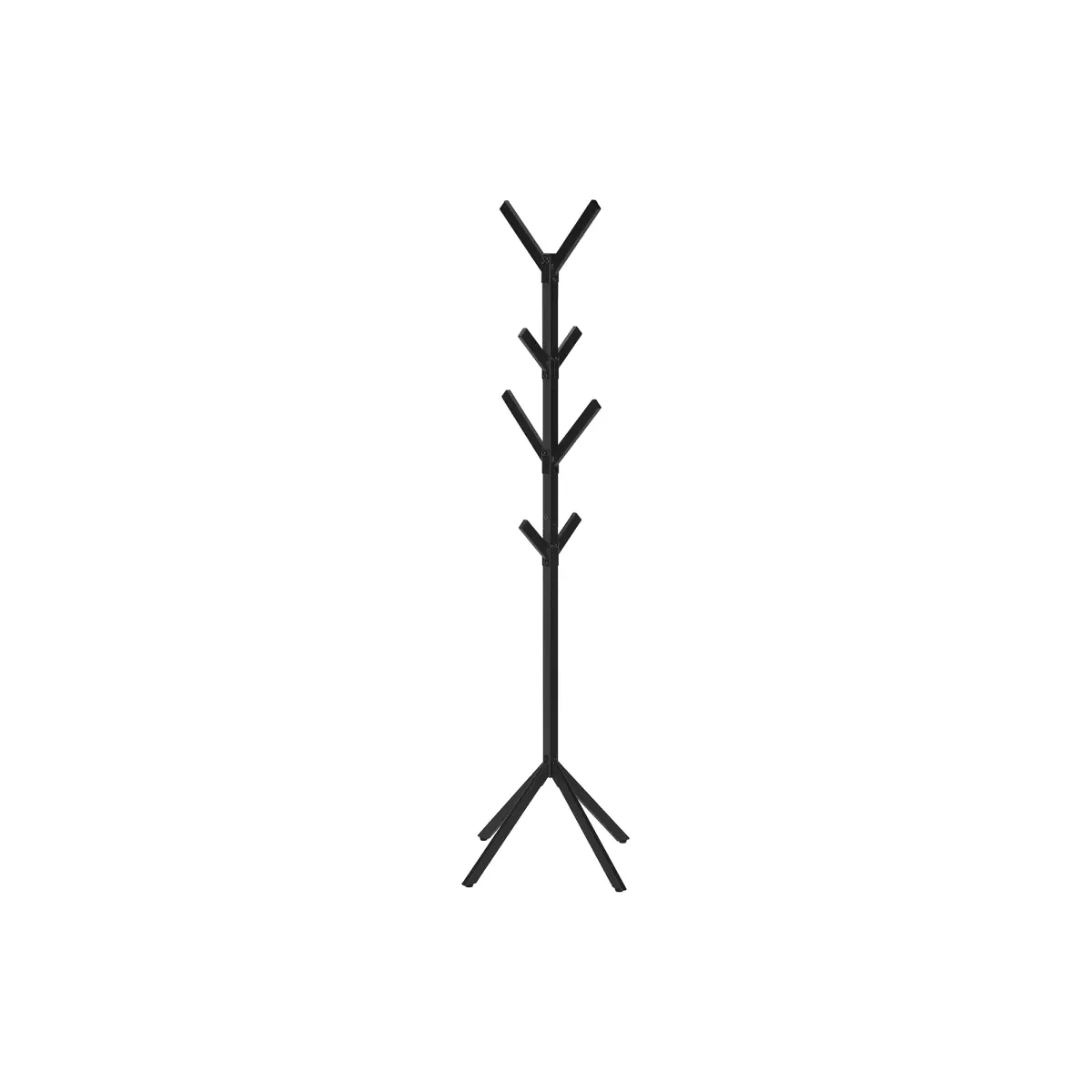 Black Metal Modern Freestanding Coat Rack - 8 Hooks, 70"h, Contemporary Hall Tree, Stand-Mounted Coat Rack, Vertical Storage Solution for Entryway, Bedroom, Modern Freestanding Coat Racks, Stand-Mounted Coat Racks