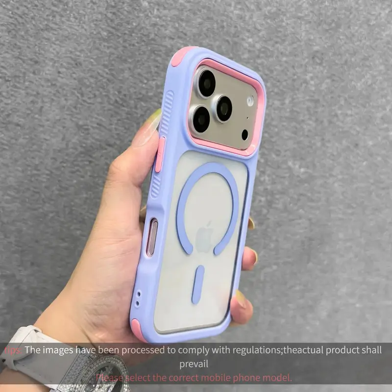 For Magsafe Case for iPhone 17Pro 17 13 12 11 Pro Max 16 15 14 Plus Anti-Slip 3 in 1 Wireless Charging Clear Armor PC TPU Cover Magsafe Protective Casing