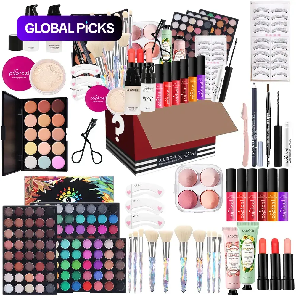【Black Friday】Popfeel Ultimate Makeup Set, Cosmetic Makeup Set, Cosmetics Kit, 15-Piece All-In-One Flawless Makeup Kit, Makeover Kit, Live Beauty Series, Eyeshadow Set, Essential for Beginners & Professionals, Perfect Gift, Make Up Kits