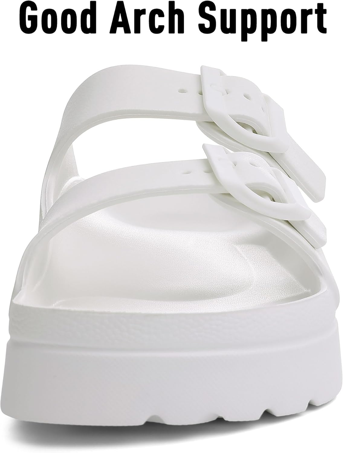 Women's Platform Sandals Footwear - Arch Support, Chunky Lightweight Foam Slip-On Slides, Adjustable Buckle Comfortable Summer Beach Sandals