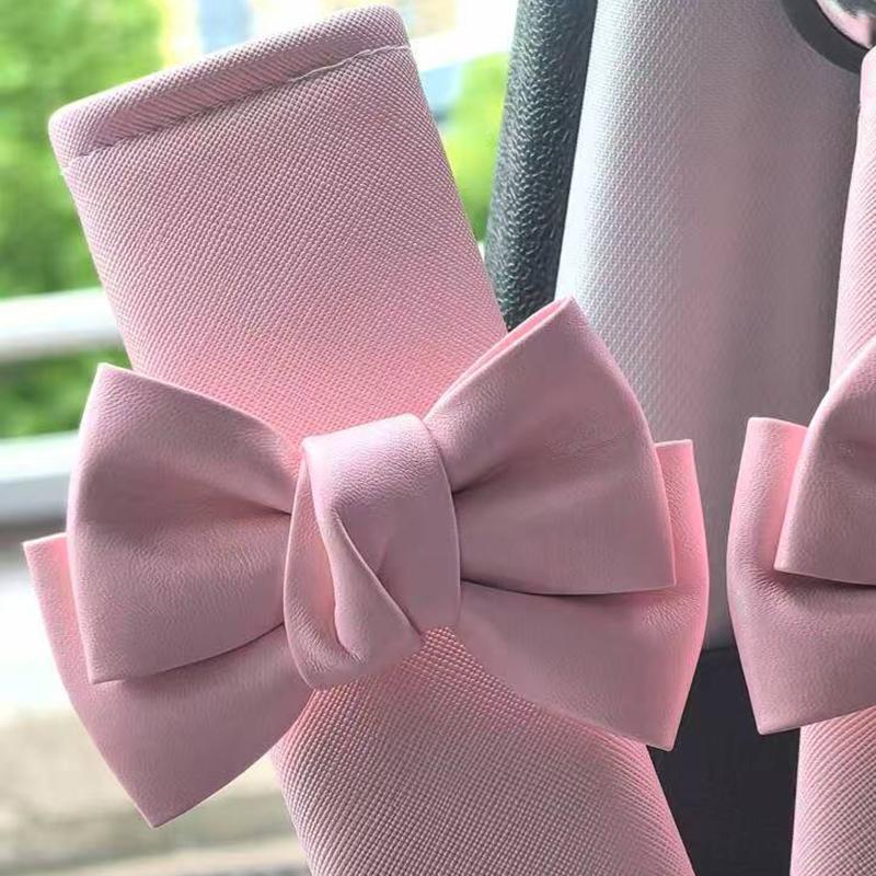 Cute Bowknot Design Car Seat Belt Cover, Car Seat Belt Shoulder Pad, Car Interior Decoration Accessories for Women & Girls