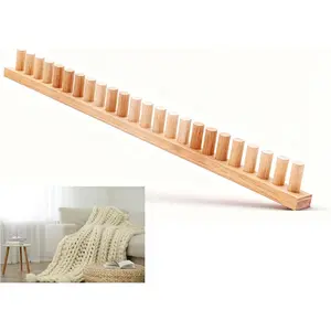 60" Chunky Yarn Loom, Beginner Hand Loom with Detachable Wooden Frame, Size No Needles, DIY Blanket Weaving Loom, Wood No Coating
