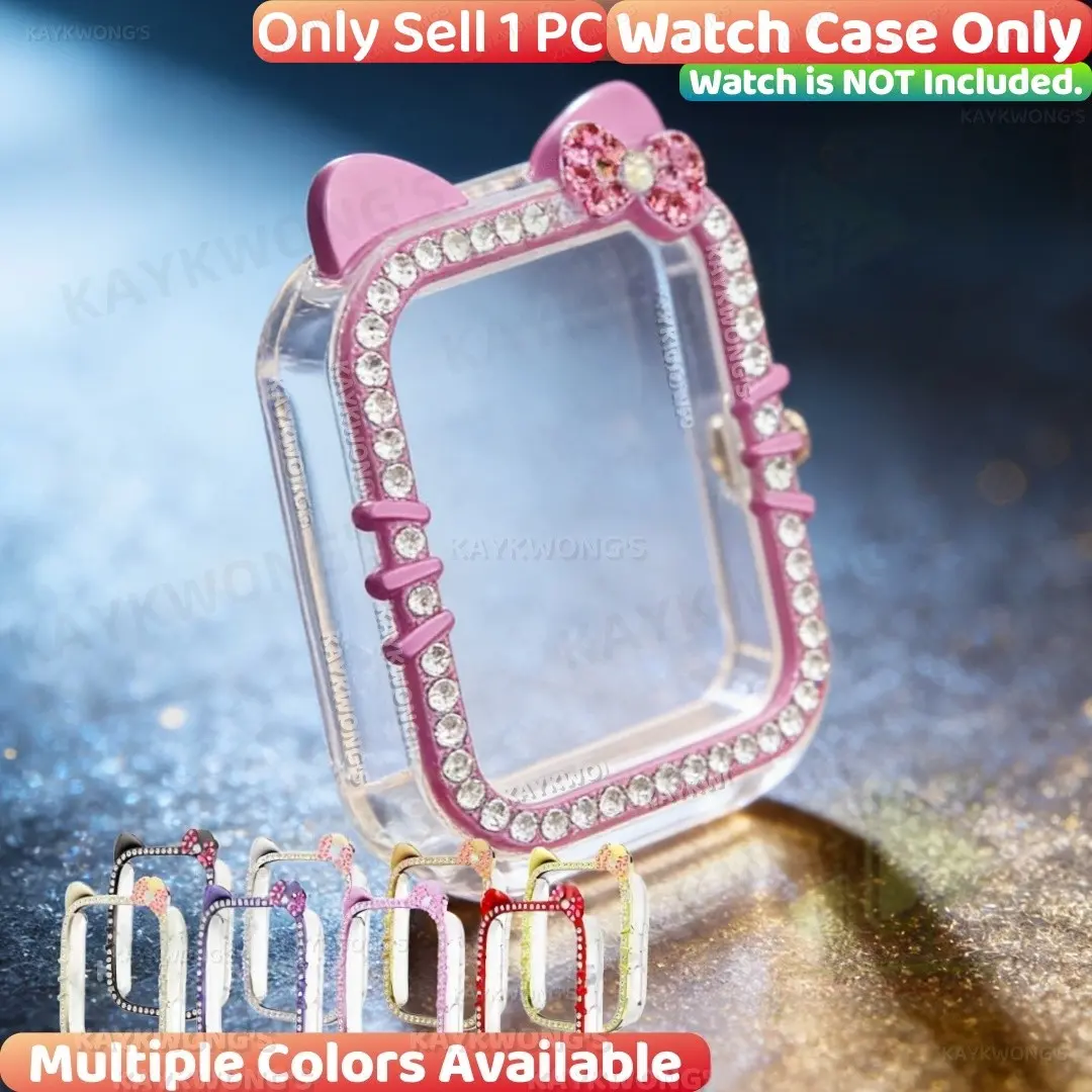 KAYKWONG'S 1-Piece Cute Ear Design Watch Case Protector, Sparkling Rhinestone Case for Iwatch Size 40-49mm, Compatible with Series Se/11/10/9/8/7/6/5/4, Fashion Accessory, Smart Watch Accessories, Multiple Colors Available, Smartwatch Accessories